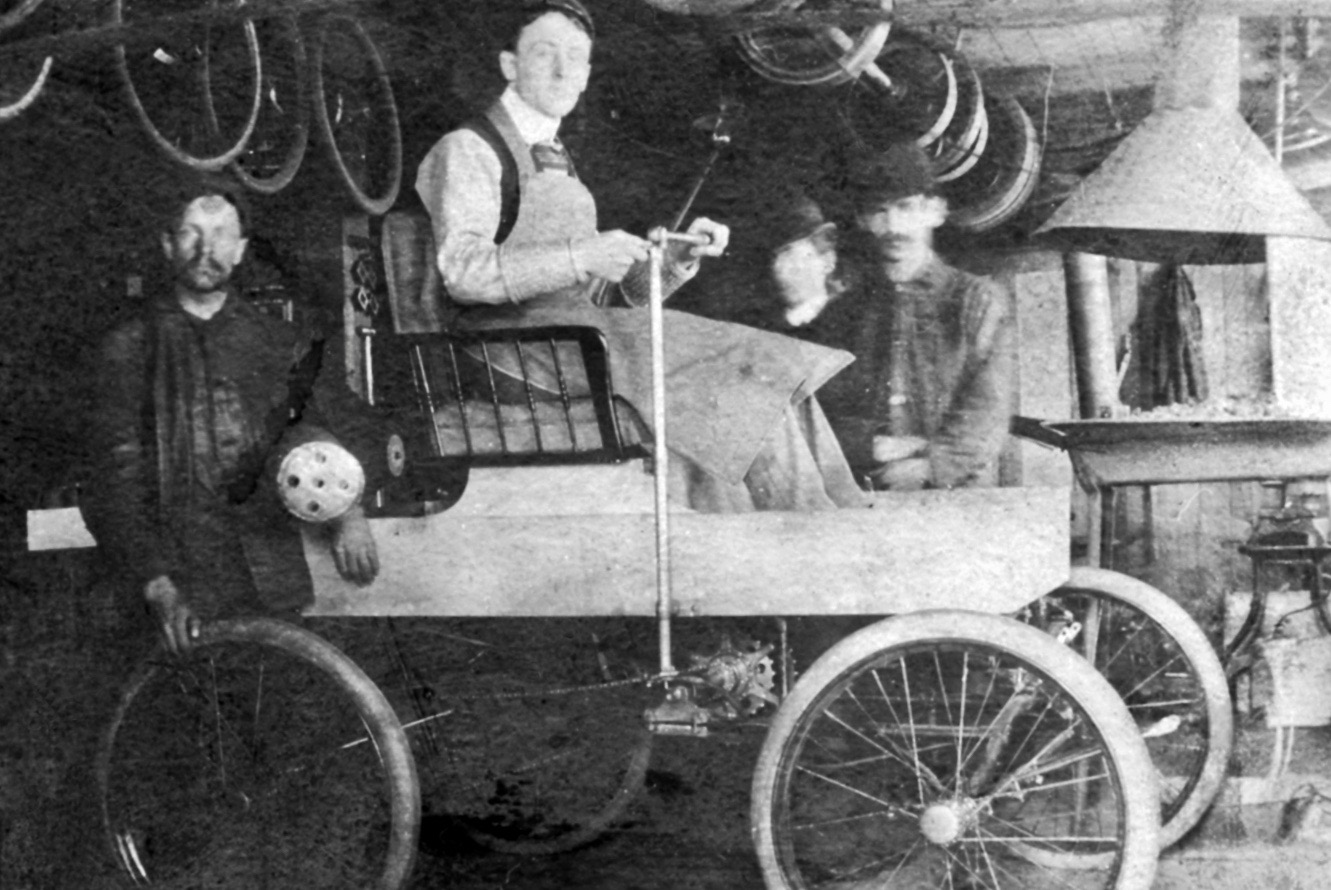 George Foote Foss In His Fossmobile, The First Gasoline-powered Car Built In Canada.