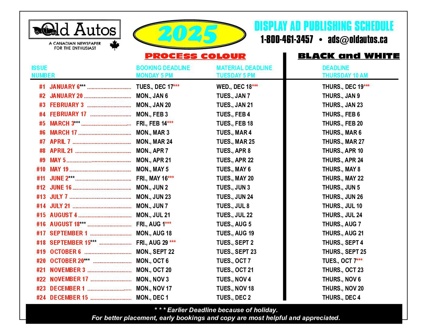 DISPLAY AD SCHEDULE