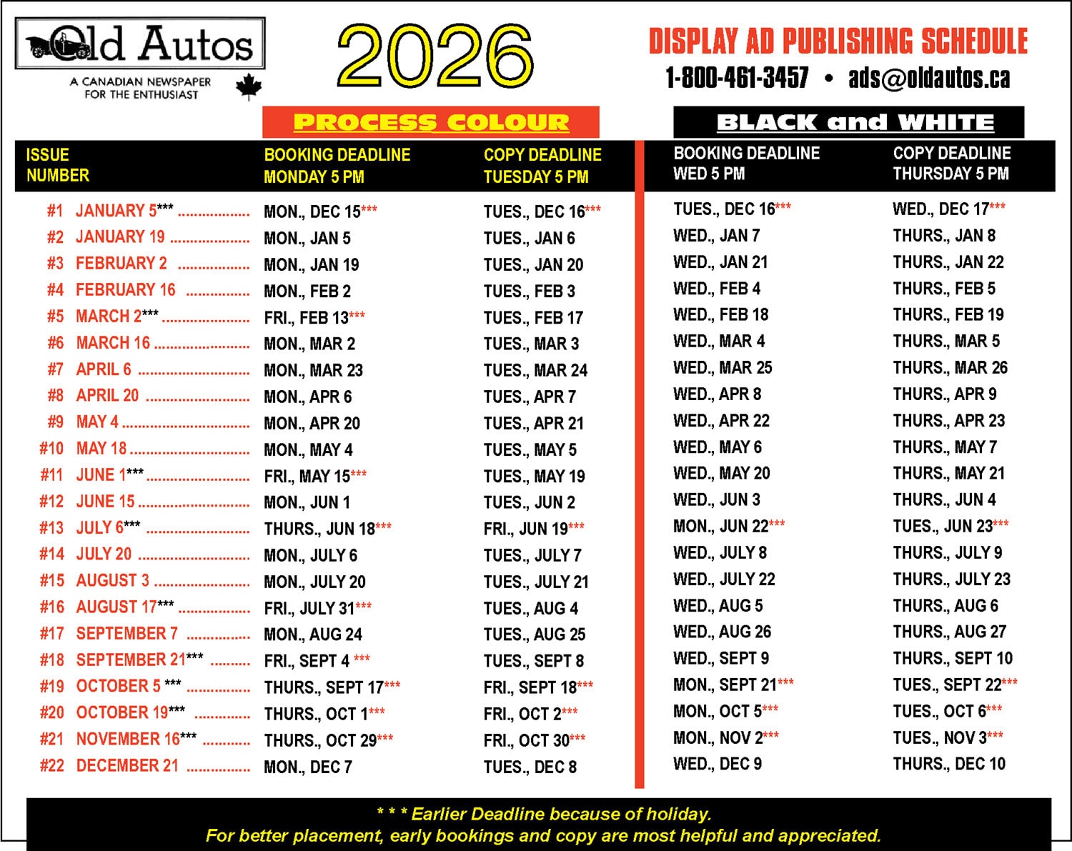 2026 SCHEDULE AND DEADLINES